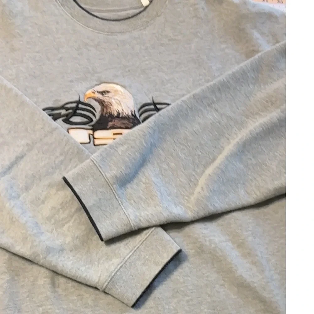 Croft &‎ Barrow Mens Gray USA Eagle Graphic Crew Neck Sweatshirt - Large